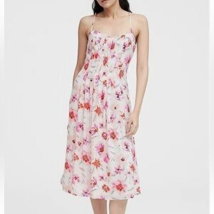 Banana Republic Floral Midi Dress - White and Red